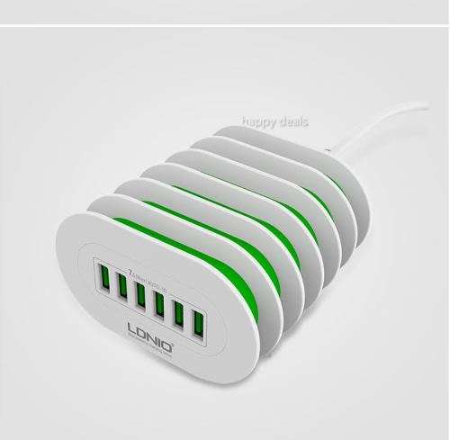 LDNIO 6 USB Multi Ports Charging Station Smart Adaptive 7A Desktop Fast Charger for iphone 7/6/5