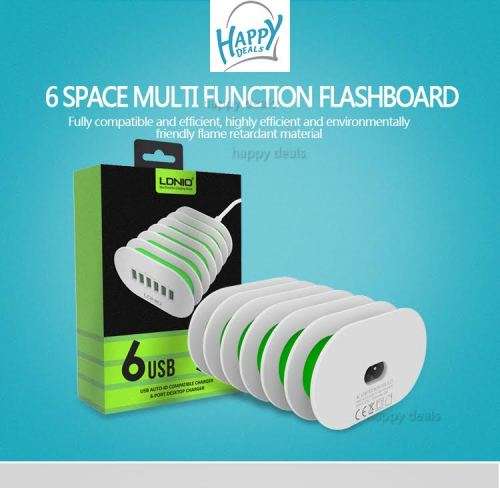 LDNIO 6 USB Multi Ports Charging Station Smart Adaptive 7A Desktop Fast Charger for iphone 7/6/5