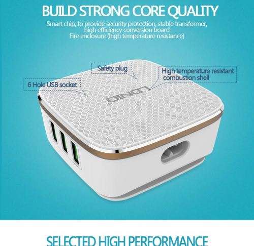 LDNIO 6 USB port Fast Charging Station Smart Adaptive Charger
