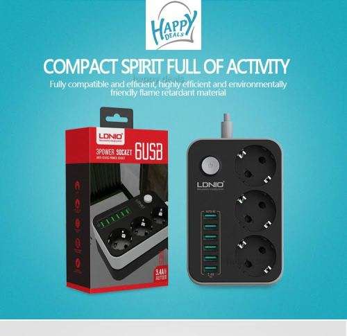 6 USB Charging HUB with 3 Power Socket