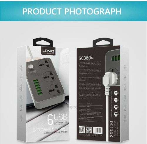 6 USB Charging HUB with 3 Power Socket