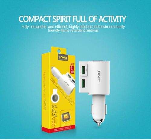 2 Port USB & 1 Socket Adapter Car Charger Output 4.2A & 120W (CM10)