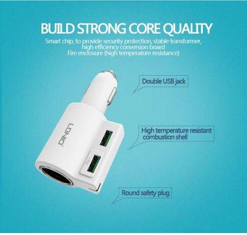 2 Port USB & 1 Socket Adapter Car Charger Output 4.2A & 120W (CM10)