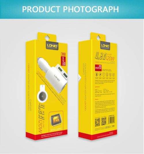 2 Port USB & 1 Socket Adapter Car Charger Output 4.2A & 120W (CM10)
