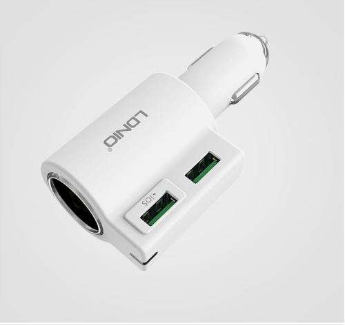2 Port USB & 1 Socket Adapter Car Charger Output 4.2A & 120W (CM10)