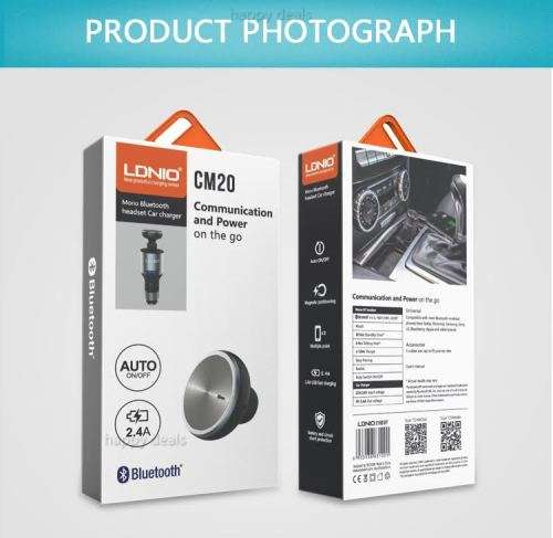 LDNIO 2 in 1 CM20 Mono Bluetooth Headset plus Car Charger
