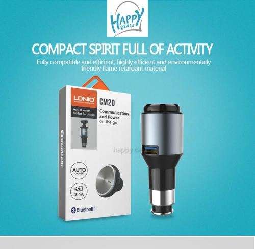 LDNIO 2 in 1 CM20 Mono Bluetooth Headset plus Car Charger