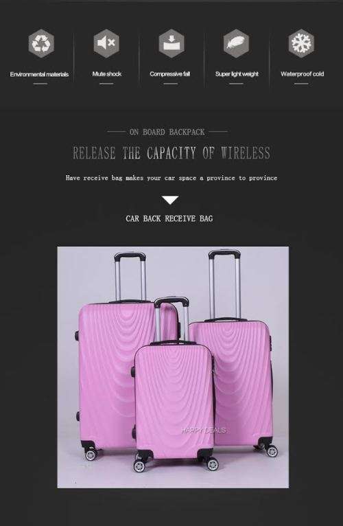3 Piece  ABS Lightweight Design Luggage Set (size: 20'',24'',28'')