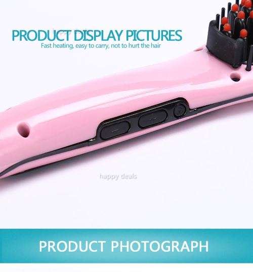 Electric Hair Straightener Comb Hot Iron Brush Auto Fast Hair Massager Tool