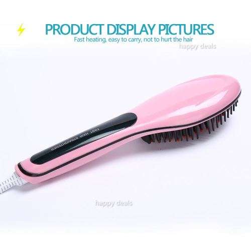 Electric Hair Straightener Comb Hot Iron Brush Auto Fast Hair Massager Tool