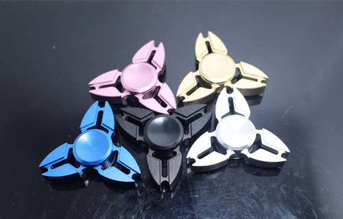 Fidget Spinner Toy Metal Stainless Steel Tri Ninja Finger Spinner Silver and Blue