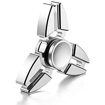 Fidget Spinner Toy Metal Stainless Steel Tri Ninja Finger Spinner Silver and Blue
