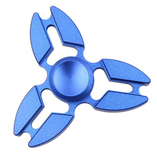 Fidget Spinner Toy Metal Stainless Steel Tri Ninja Finger Spinner Silver and Blue