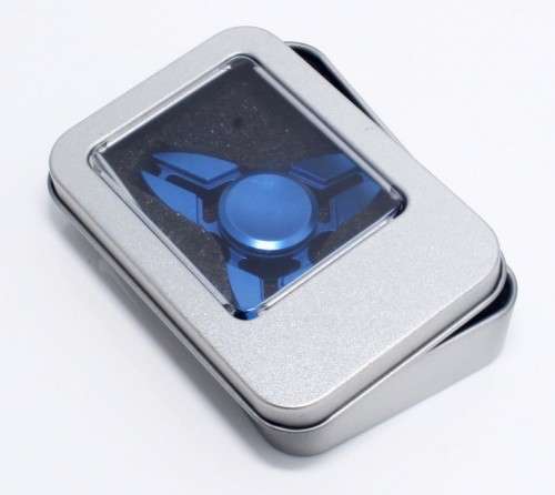 Fidget Spinner Toy Metal Stainless Steel Tri Ninja Finger Spinner Silver and Blue