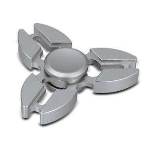 Fidget Spinner Toy Metal Stainless Steel Tri Ninja Finger Spinner Silver and Blue
