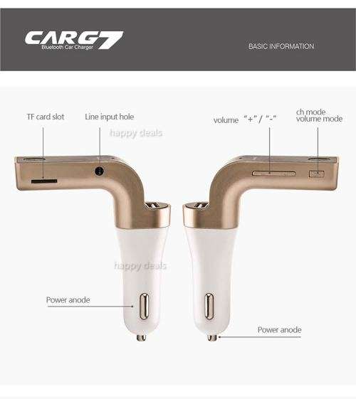 G7 Wireless In-Car Bluetooth Talking & Music Streaming USB Adapter Car Charger with