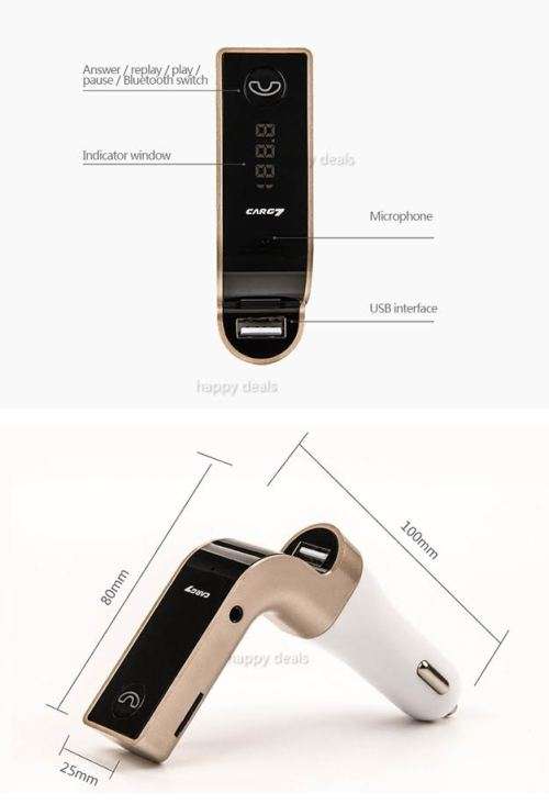 G7 Wireless In-Car Bluetooth Talking & Music Streaming USB Adapter Car Charger with