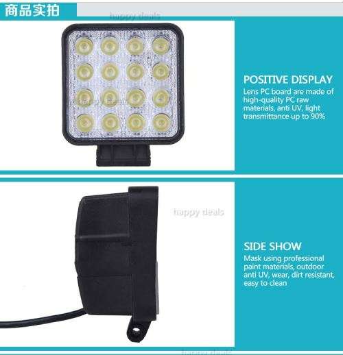4 Inch 12V/24V 3200LM 48W Waterproof Square LED Car Work Light