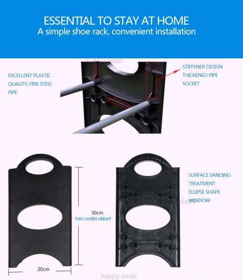 4 Layer Stackable Shoe Rack - Holds 12 Pairs Shoes