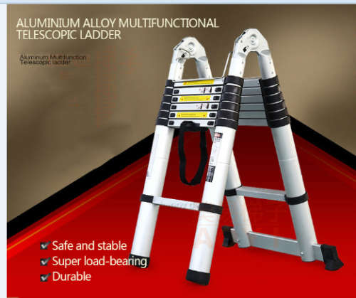 Portable Telescopic Ladder With Board 3.8 m Thickening Aluminum Multipurpose Folding Stairs