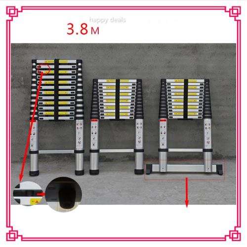 2m Retractable Portable Extension Ladder Aluminum Straight Single Ladder