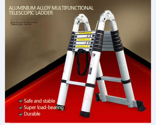 2m Multipurpose Retractable Portable Extension Telescopic Ladder Aluminum Straight Ladder