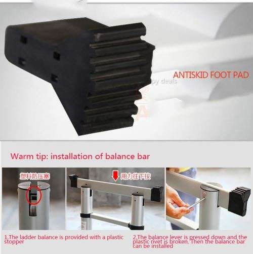 Multipurpose Retractable Portable Extension 2m Telescopic Ladder Aluminum Straight Ladder