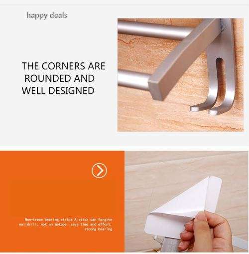 Wall Mounted No Drill One Layer Space Aluminum Bathroom Towel rack