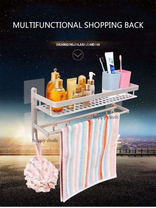 Wall Mounted No Drill One Layer Space Aluminum Bathroom Towel rack