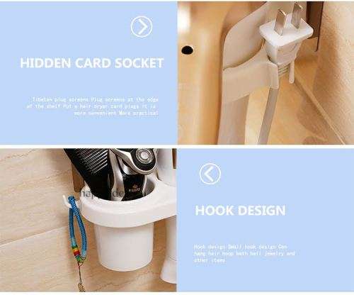 Hair Dryer Holder Mounted Stand No Drill No Fuss