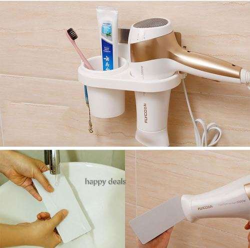 Hair Dryer Holder Mounted Stand No Drill No Fuss