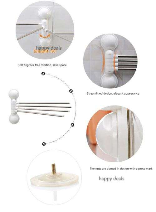 Four Towel Rack With Suction Cup (solve rough wall surface)