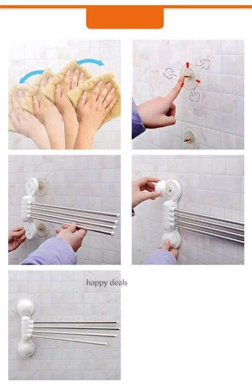 Four Towel Rack With Suction Cup (solve rough wall surface)