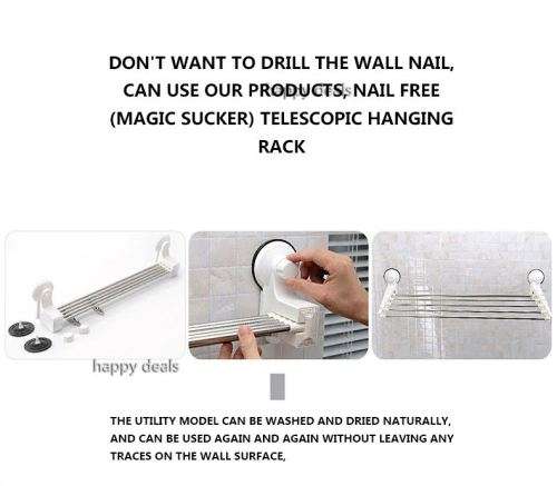 Telescoping Hanging Rack Magic Suction Cup (space everywhere)