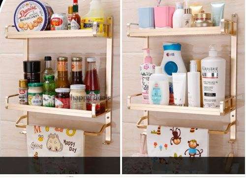 Removable Double-Layer Storage rack (No drill, no nailing durable and stable)
