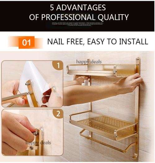 Removable Double-Layer Storage rack (No drill, no nailing durable and stable)