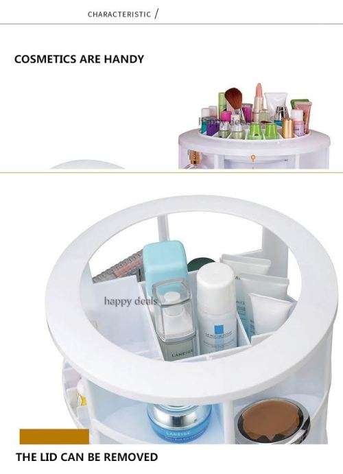 360-degree cosmetic storage device cosmetic care rotating plastic storage rack tool make up