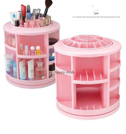 360-degree cosmetic storage device cosmetic care rotating plastic storage rack tool make up