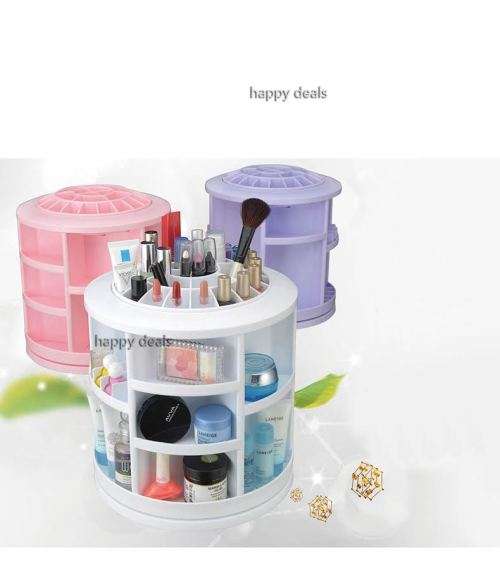 360-degree cosmetic storage device cosmetic care rotating plastic storage rack tool make up