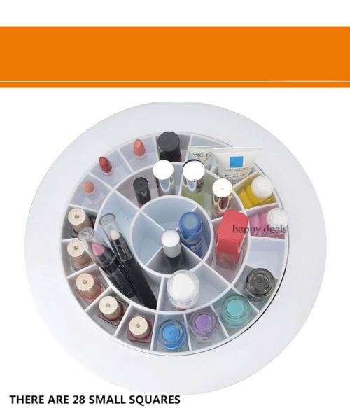 360-degree cosmetic storage device cosmetic care rotating plastic storage rack tool make up
