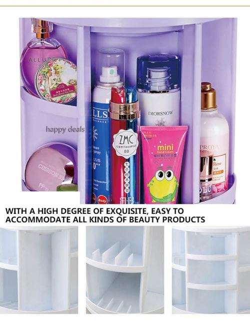 360-degree cosmetic storage device cosmetic care rotating plastic storage rack tool make up
