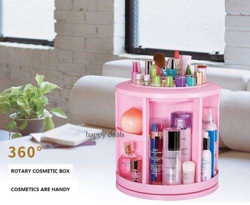 360-degree cosmetic storage device cosmetic care rotating plastic storage rack tool make up