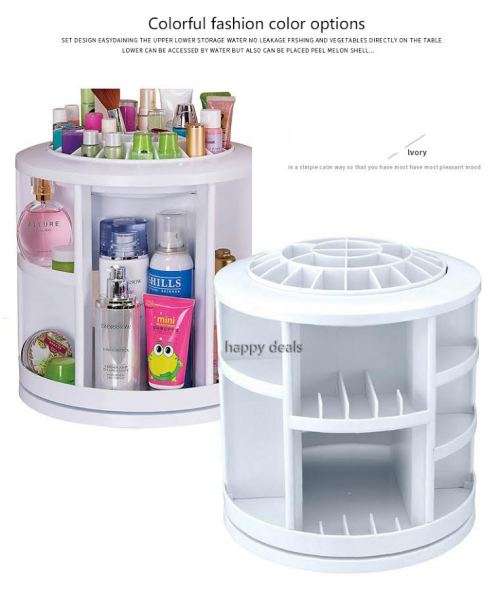 360-degree cosmetic storage device cosmetic care rotating plastic storage rack tool make up