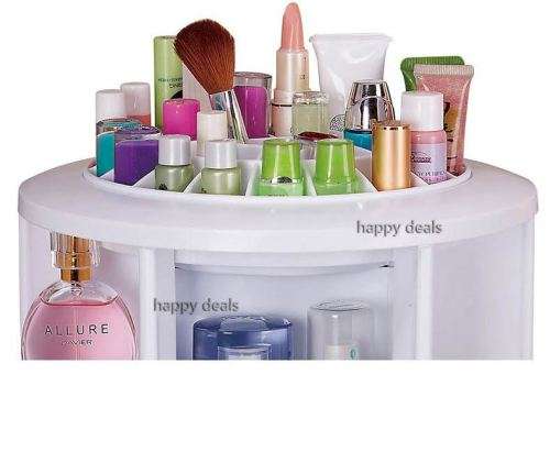 360-degree cosmetic storage device cosmetic care rotating plastic storage rack tool make up