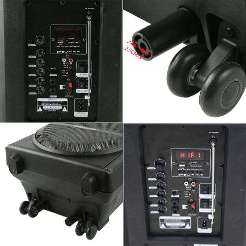 Powered 12" DJ PA Speaker Bluetooth USB Remote 1 Mic Karaoke TF/SD/USB