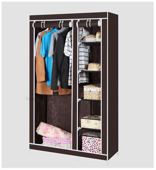 Double Canvas Wardrobe with Hanging Rail