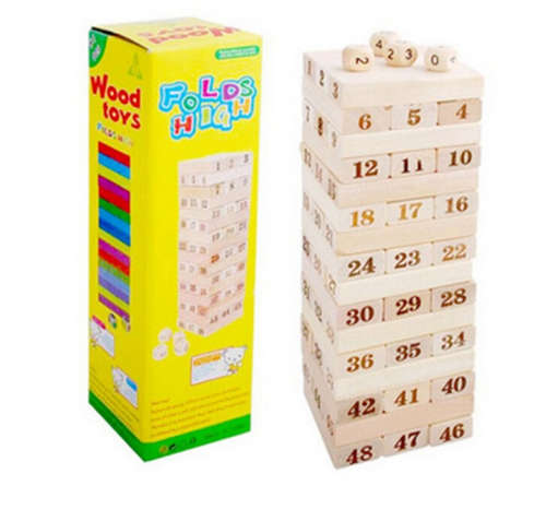 48PC Number blocks Jenga Wooden folds high board game stack blocks toys Puzzle games