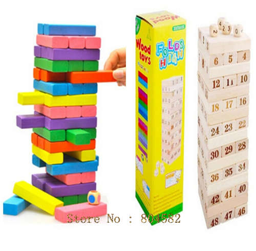 48PC Number blocks Jenga Wooden folds high board game stack blocks toys Puzzle games