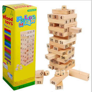 48PC Number blocks Jenga Wooden folds high board game stack blocks toys Puzzle games