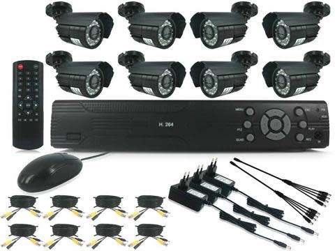 8 channel cctv full Camera kit Security Recording System with internet & 3G Phone Viewing (White)
